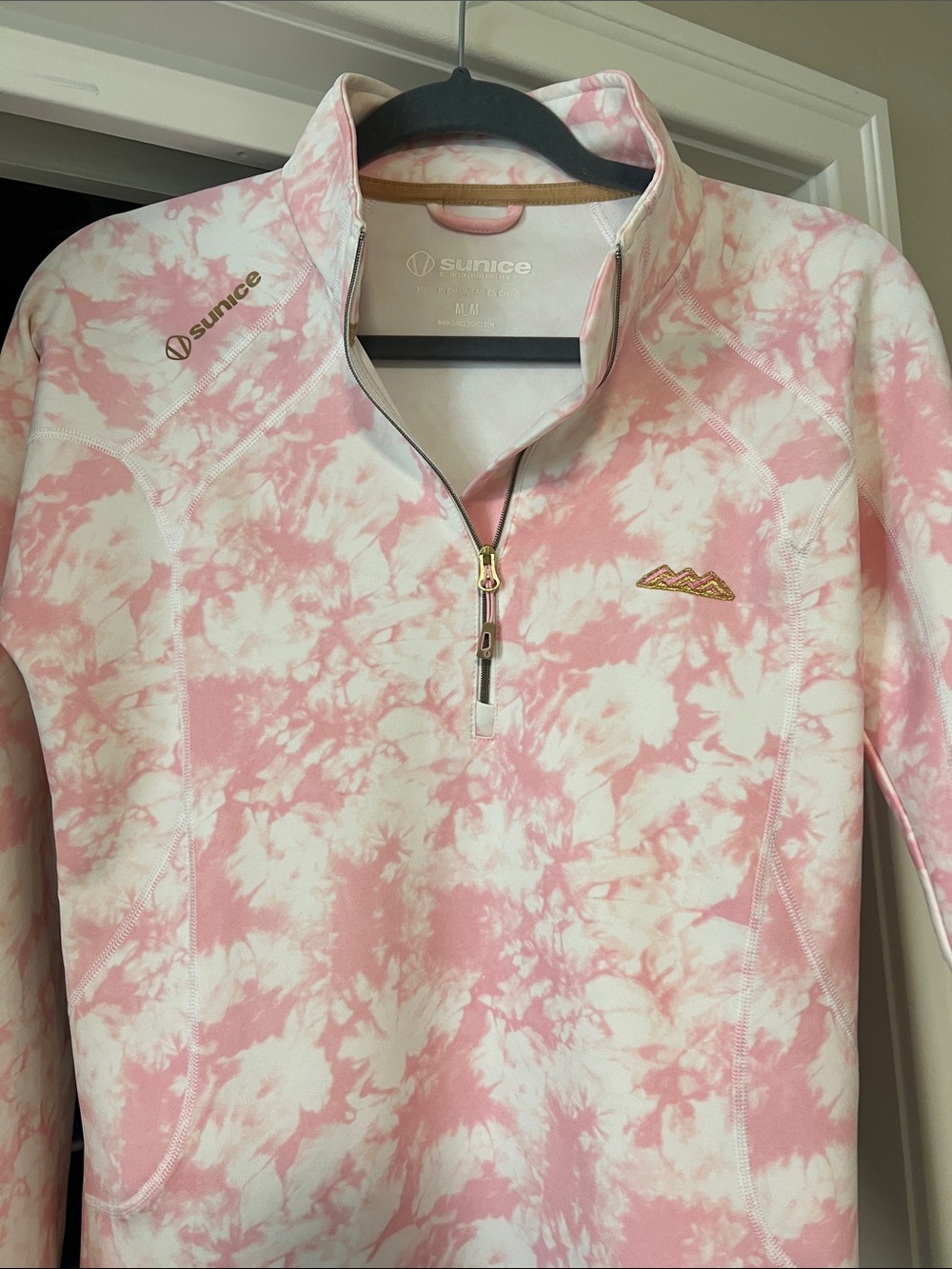 Sunice Pink and White Tie-Dye Quarter-Zip Turtleneck Sweater